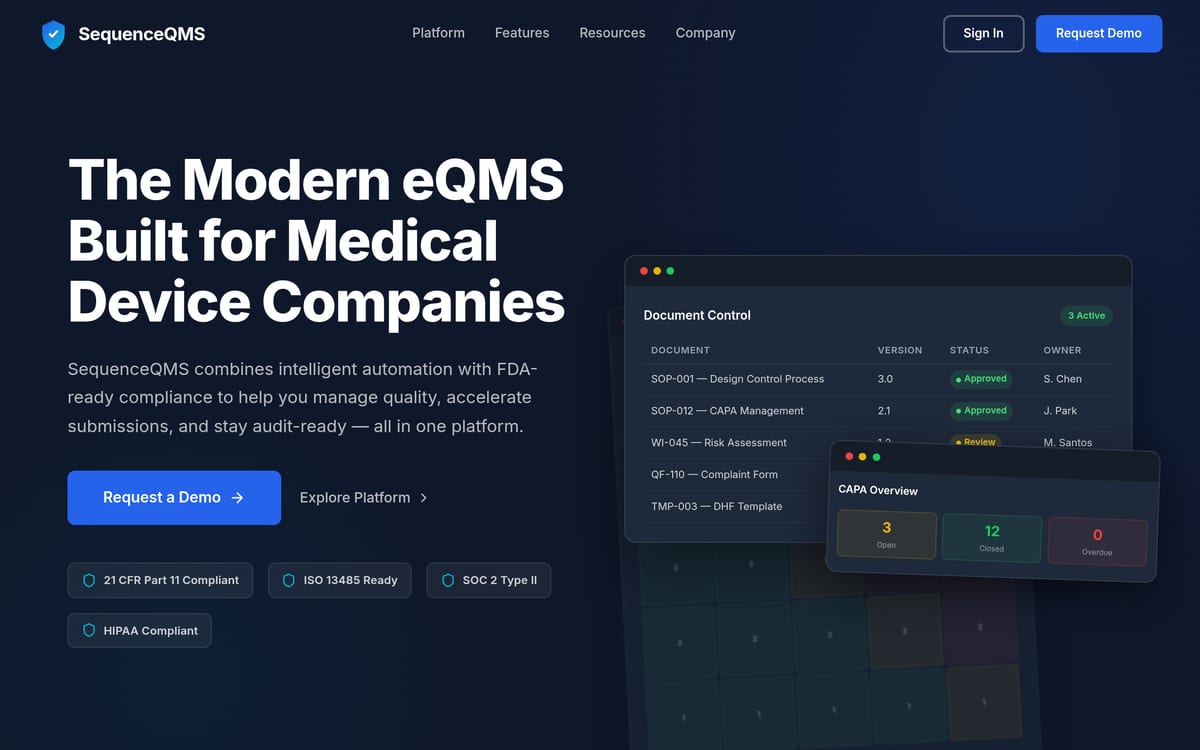 SequenceQMS screenshot